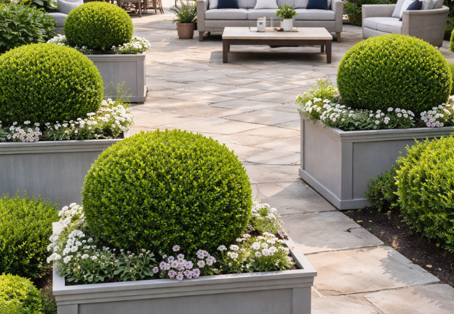 Mordern Landsacping With Boxwood